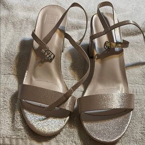 Banana Republic Cream Silver Heels Strappy Design